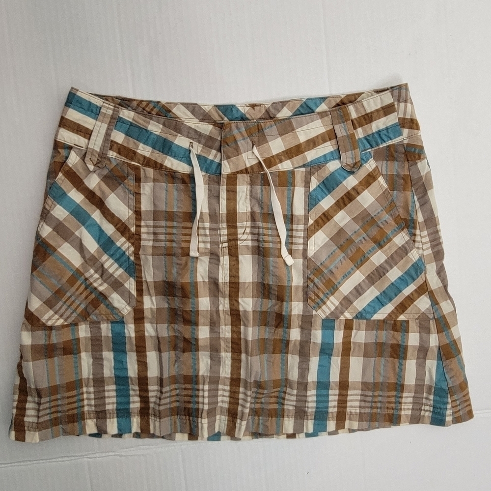 Patagonia Skirt Sz 10 Plaid Pockets Drawstring Gorpcore Outdoor